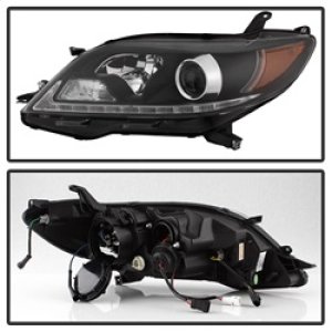 Toyota Sienna Headlights - SPYDER - Projector, DRL LED - Black - `15-`17