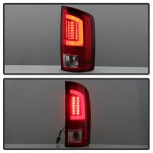 Dodge Ram 2500 SLT LED Tail Lights - SPYDER - V3 Light Bar - Red Clear - `03-`06