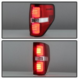 Ford F-150 LED Tail Lights - SPYDER - Light Bar, Version 2 - Red Clear - `09-`14