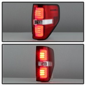 Ford F-150 LED Tail Lights - SPYDER - Light Bar, Version 2 - Red Clear - `09-`14