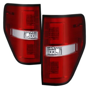 Ford F-150 LED Tail Lights - SPYDER - Light Bar, Version 2 - Red Clear - `09-`14