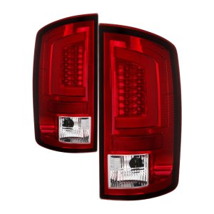Dodge Ram 3500 SLT LED Tail Lights - SPYDER - Light Bar, Version 3 - Red Clear - `07-`09