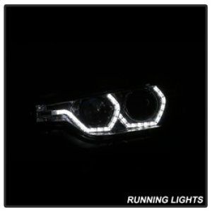 BMW 3 Series Headlights - SPYDER - Projector, LED DRL, Bulbs Included - Smoke - `12-`14