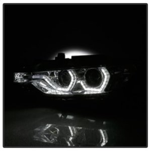 BMW 3 Series Headlights - SPYDER - Projector, LED DRL, Bulbs Included - Smoke - `12-`14