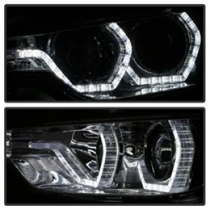 BMW 3 Series Headlights - SPYDER - Projector, LED DRL, Bulbs Included - Smoke - `12-`14