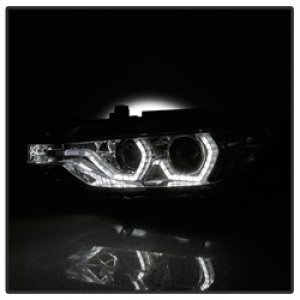 BMW 3 Series Headlights - SPYDER - Projector, LED DRL, Bulbs Included - Smoke - `12-`14