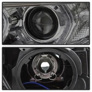 BMW 3 Series Headlights - SPYDER - Projector, LED DRL, Bulbs Included - Smoke - `12-`14