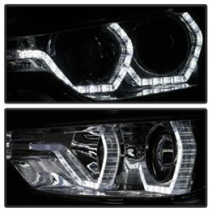 BMW 3 Series Headlights - SPYDER - Projector, LED DRL, Bulbs Included - Smoke - `12-`14
