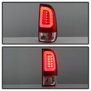 Ford F-250 LED Tail Lights - SPYDER - Light Bar, Version 3 - Red Clear - `97-`03