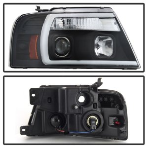 Ford F-150 Headlights - SPYDER - Projector with Light Bar DRL - Black - `04-`08 Ford F-150 Headlights - SPYDER - Projector with Light Bar DRL - Black - `04-`08