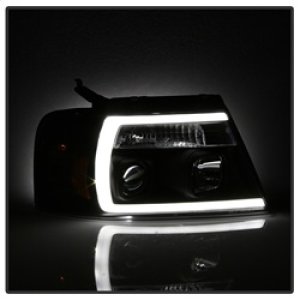 Ford F-150 Headlights - SPYDER - Projector with Light Bar DRL - Black - `04-`08 Ford F-150 Headlights - SPYDER - Projector with Light Bar DRL - Black - `04-`08