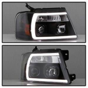 Ford F-150 Headlights - SPYDER - Projector with Light Bar DRL - Black - `04-`08 Ford F-150 Headlights - SPYDER - Projector with Light Bar DRL - Black - `04-`08