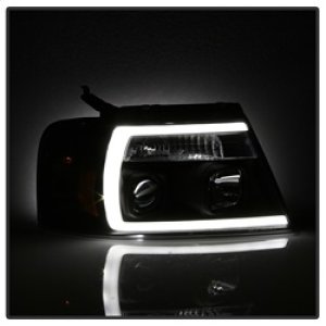 Ford F-150 Headlights - SPYDER - Projector with Light Bar DRL - Black - `04-`08 Ford F-150 Headlights - SPYDER - Projector with Light Bar DRL - Black - `04-`08