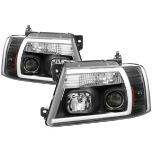 Ford F-150 Headlights - SPYDER - Projector with Light Bar DRL - Black - `04-`08 Ford F-150 Headlights - SPYDER - Projector with Light Bar DRL - Black - `04-`08