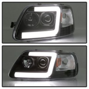 Ford F-150 Headlights - SPYDER - Light Bar Projector - Black - `97-`03