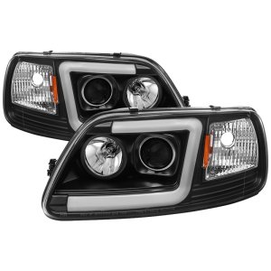 Ford F-150 Headlights - SPYDER - Light Bar Projector - Black - `97-`03
