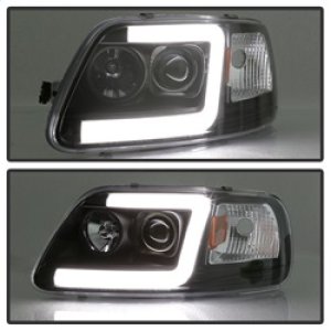 Ford F-150 Headlights - SPYDER - Light Bar Projector - Black - `97-`03