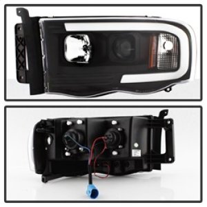 Dodge Ram 1500 Headlights - SPYDER - Light Bar Projector - Black - `02-`05