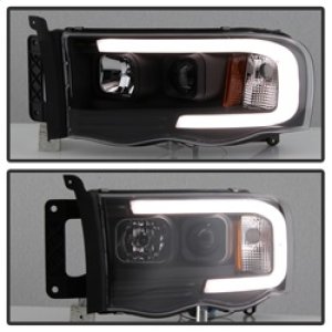 Dodge Ram 1500 Headlights - SPYDER - Light Bar Projector - Black - `02-`05