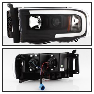 Dodge Ram 1500 Headlights - SPYDER - Light Bar Projector - Black - `02-`05