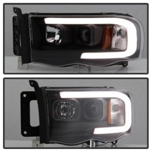 Dodge Ram 1500 Headlights - SPYDER - Light Bar Projector - Black - `02-`05