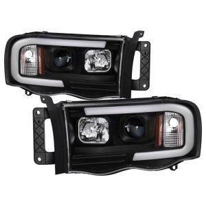Dodge Ram 1500 Headlights - SPYDER - Light Bar Projector - Black - `02-`05