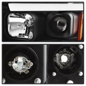 Dodge Ram 1500 Headlights - SPYDER - Light Bar Projector - Black - `02-`05