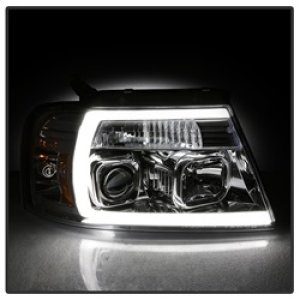 Ford F-150 Headlight Set - SPYDER - Light Bar Projector - Chrome - `04-`08