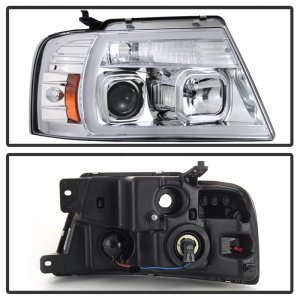 Ford F-150 Headlight Set - SPYDER - Light Bar Projector - Chrome - `04-`08
