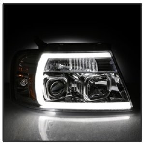 Ford F-150 Headlight Set - SPYDER - Light Bar Projector - Chrome - `04-`08