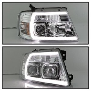 Ford F-150 Headlight Set - SPYDER - Light Bar Projector - Chrome - `04-`08