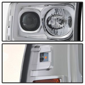 Ford F-250 Super Duty Headlights - SPYDER - Light Bar Projector - Chrome - `99-`04