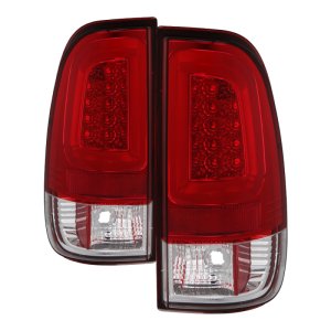 Ford F-250 Tail Lights - SPYDER - Light Bar LED, Version 3 - Red Clear - `08-`16