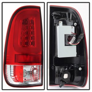 Ford F-250 Tail Lights - SPYDER - Light Bar LED, Version 3 - Red Clear - `08-`16