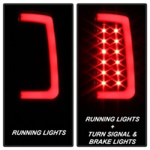 GMC Sierra LED Tail Lights - Rear - SPYDER - Version 2 Light Bar - Black - `07-`13