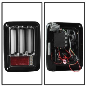 Jeep Wrangler LED Tail Lights - SPYDER - Version 2 Light Bar with Sequential Turn Signal - Black - `07-`16