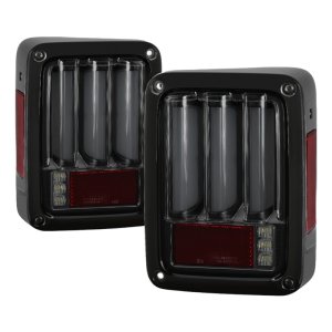 Jeep Wrangler LED Tail Lights - SPYDER - Version 2 Light Bar - Black Smoke - `07-`16