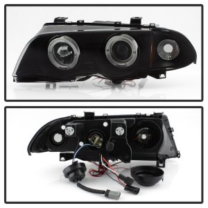 BMW 3 Series Projector Headlights - Front - SPYDER - LED Halo Projector, 1-Piece Design, Amber Reflector, Bulbs Included - Black Smoke - `99-`01 BMW 3 Series Projector Headlights - Front - SPYDER - LED Halo Projector, 1-Piece Design, Amber Reflector, Bulbs Included - Black Smoke - `99-`01
