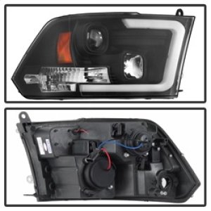 Dodge Ram 1500 Headlight Set - SPYDER - Version 2 - Light Bar DRL - Black - `09-`16