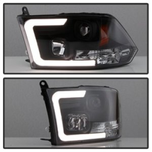 Dodge Ram 1500 Headlight Set - SPYDER - Version 2 - Light Bar DRL - Black - `09-`16