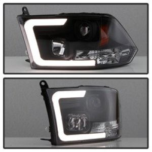 Dodge Ram 1500 Headlight Set - SPYDER - Version 2 - Light Bar DRL - Black - `09-`16