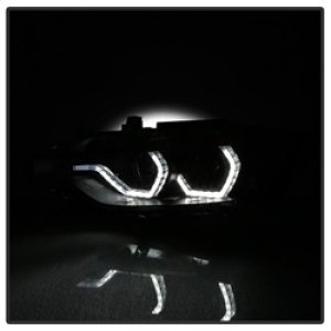 BMW 3 Series Headlights - Front - SPYDER - Projector + LED DRL - Black Smoke - `12-`14