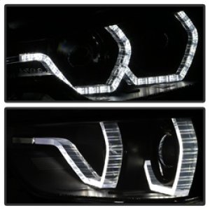 BMW 3 Series Headlights - Front - SPYDER - Projector + LED DRL - Black Smoke - `12-`14