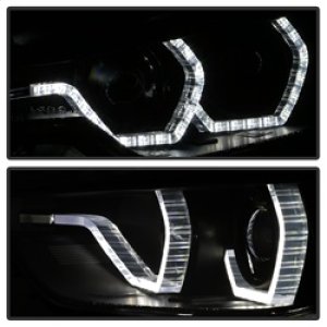BMW 3 Series Headlights - Front - SPYDER - Projector + LED DRL - Black Smoke - `12-`14