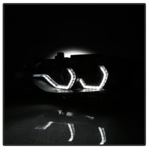BMW 3 Series Headlights - Front - SPYDER - Projector + LED DRL - Black Smoke - `12-`14