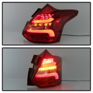 Ford Focus LED Tail Lights - SPYDER - Red Clear - `12-`14