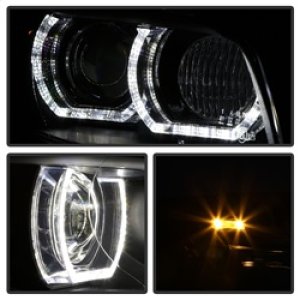 BMW 3 Series Headlights - SPYDER - Projector, LED DRL - Black - `08-`10