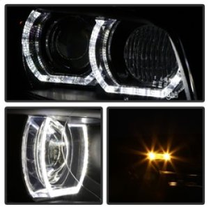 BMW 3 Series Headlights - SPYDER - Projector, LED DRL - Black - `08-`10