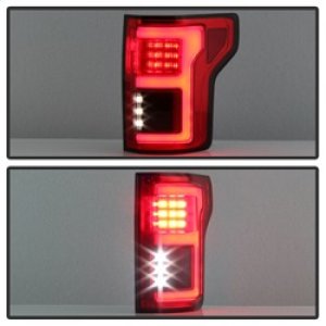 Ford F-150 Tail Lights - Rear - SPYDER - LED with Blind Spot Sensor - Red Clear - `15-`18
