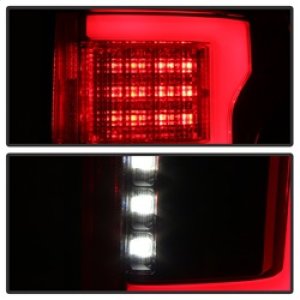 Ford F-150 Tail Lights - Rear - SPYDER - LED with Blind Spot Sensor - Red Clear - `15-`18